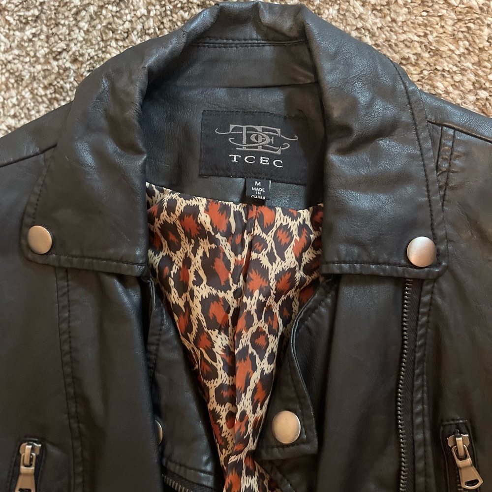 Sequin Sleeve Leatherette Jacket - image 2